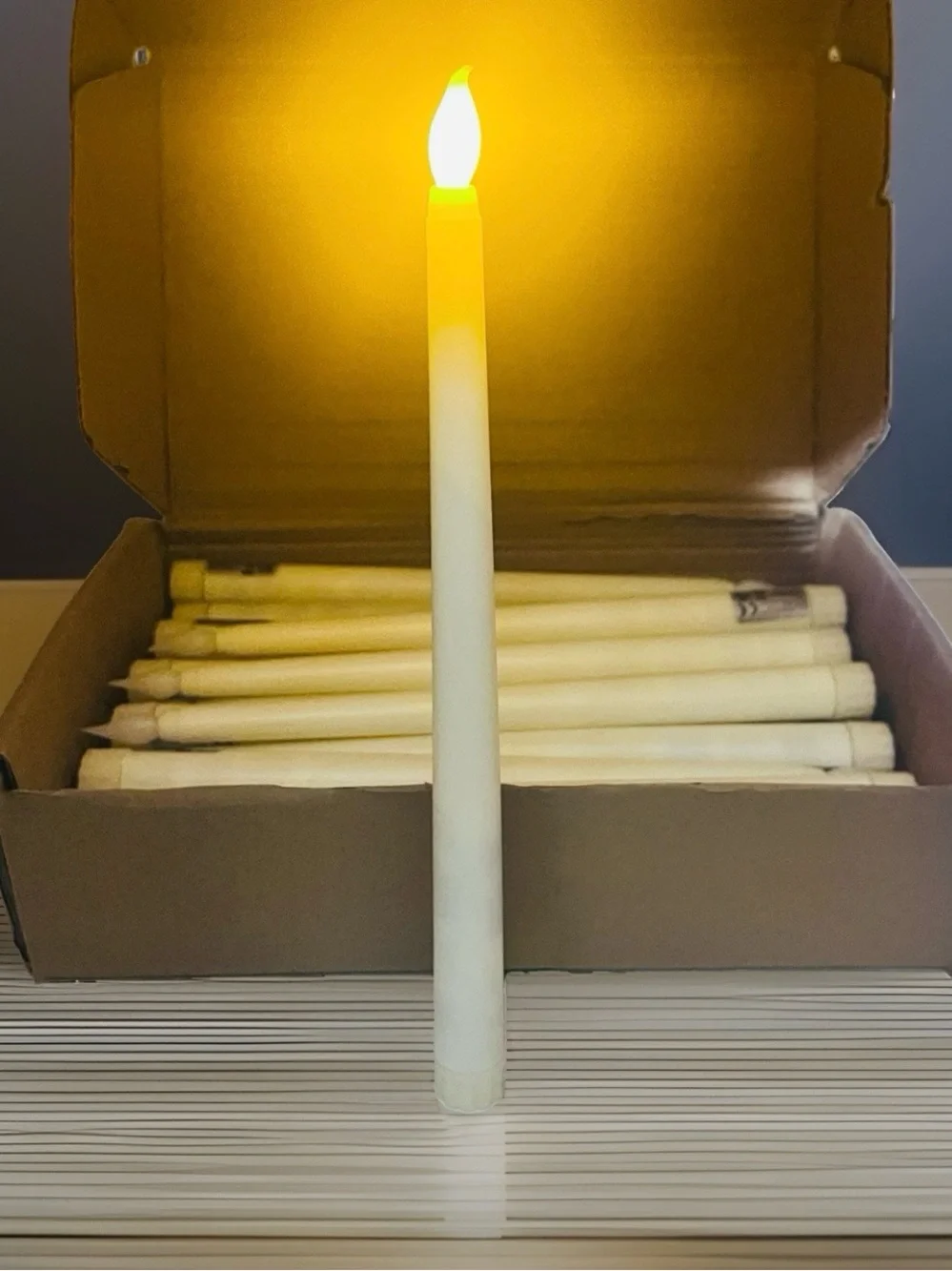Lot of 40 Flameless LED Taper Candles Ivory Cream 11 Inch Battery Operated